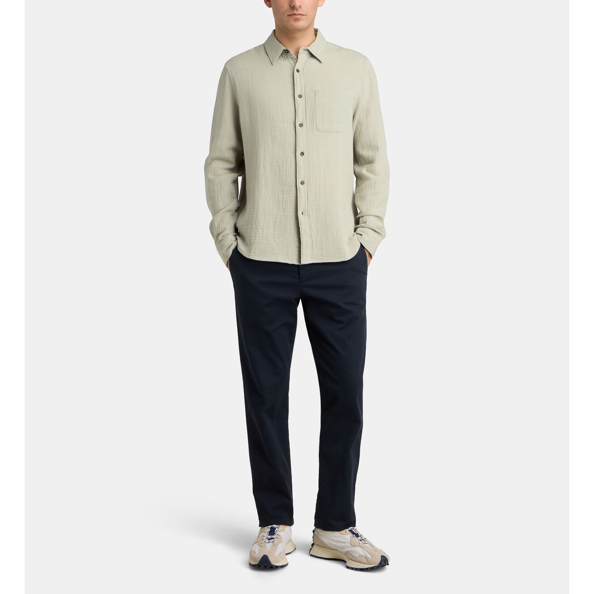 Chemise sirvoil en coton vert, GALERIES LAFAYETTE