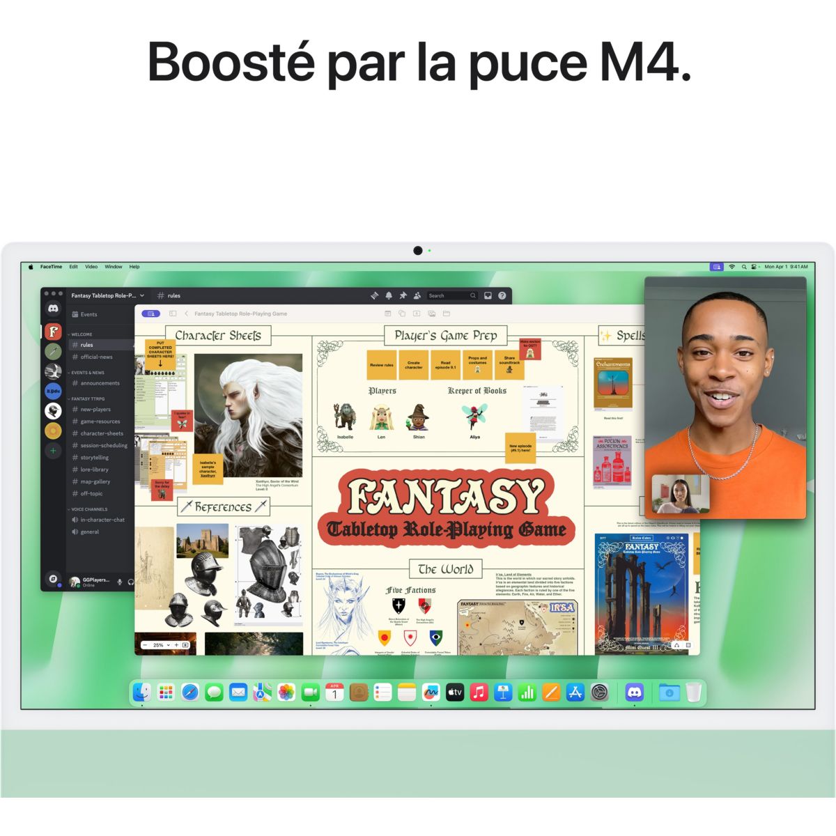 Ordinateur Apple 24" Ecran Retina 4,5K Puce M4 CPU 10 / GPU 10 coeurs Mémoire RAM 16Go Stockage 256Go SSD Vert couleur unique, APPLE