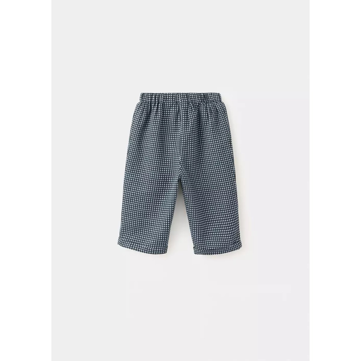 Pantalon taille élastique à carreaux bleu pétrole, MANGO BABY