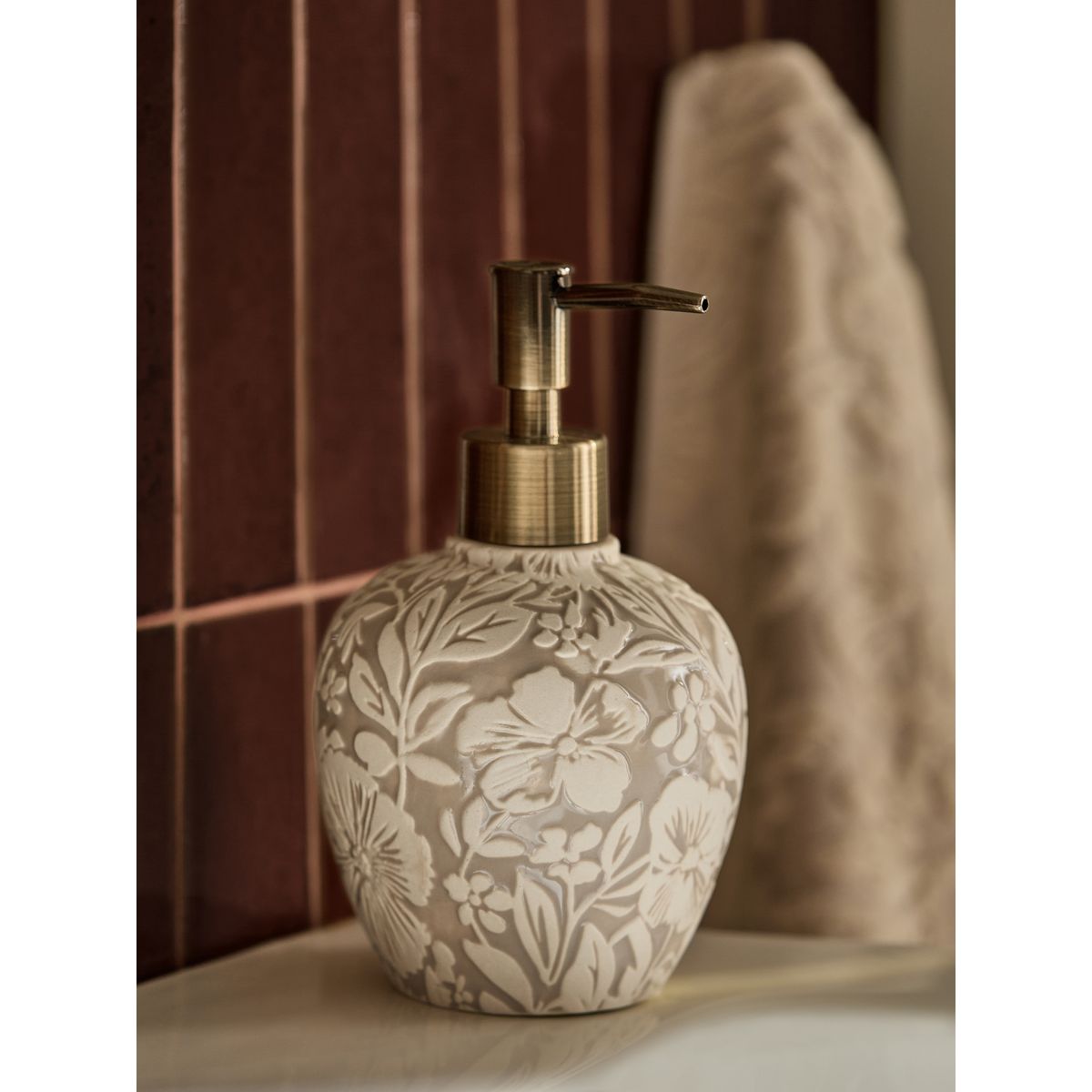 Distributeur de savon style rustique naturel, NEXT