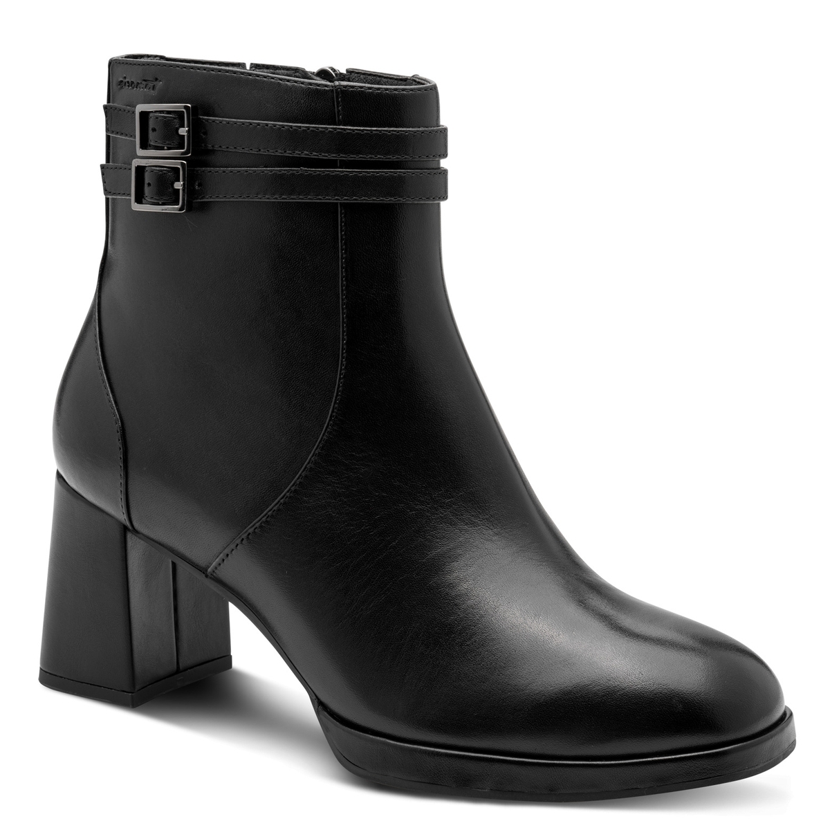 Bottine en cuir noir, TAMARIS