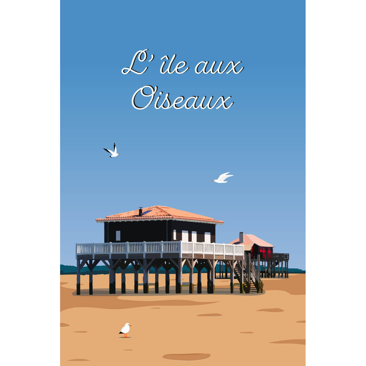 Tableau Mural Illustration Île Aux Oiseaux MER tableaux sur toile-bleu, CEANOTHE