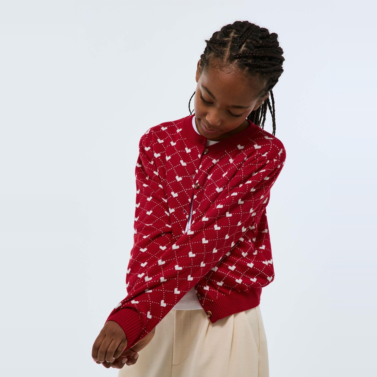 Cardigan tricot jacquard contenant du coton velours, MONOPRIX