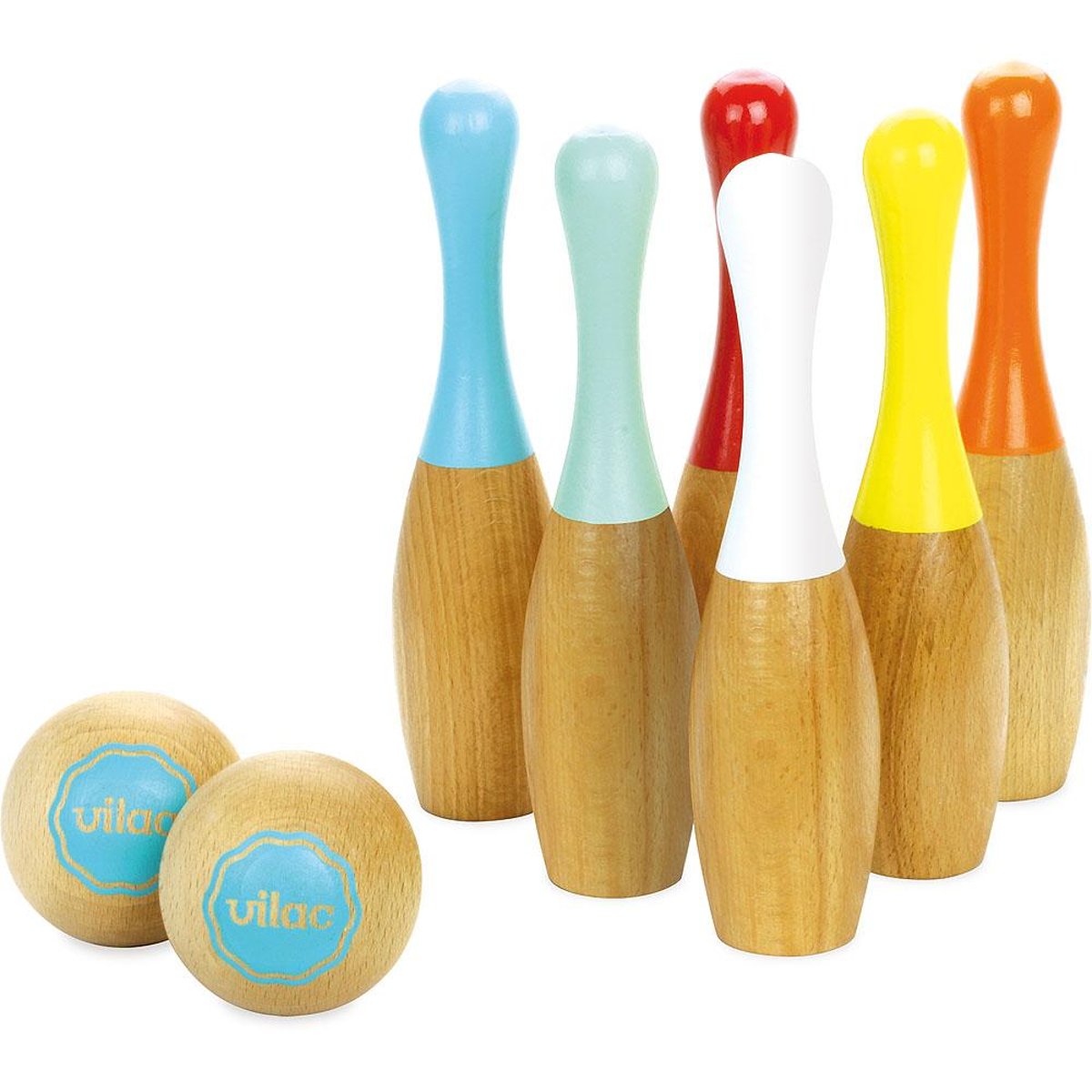 Jeu de quilles bowling bicolores beige, VILAC