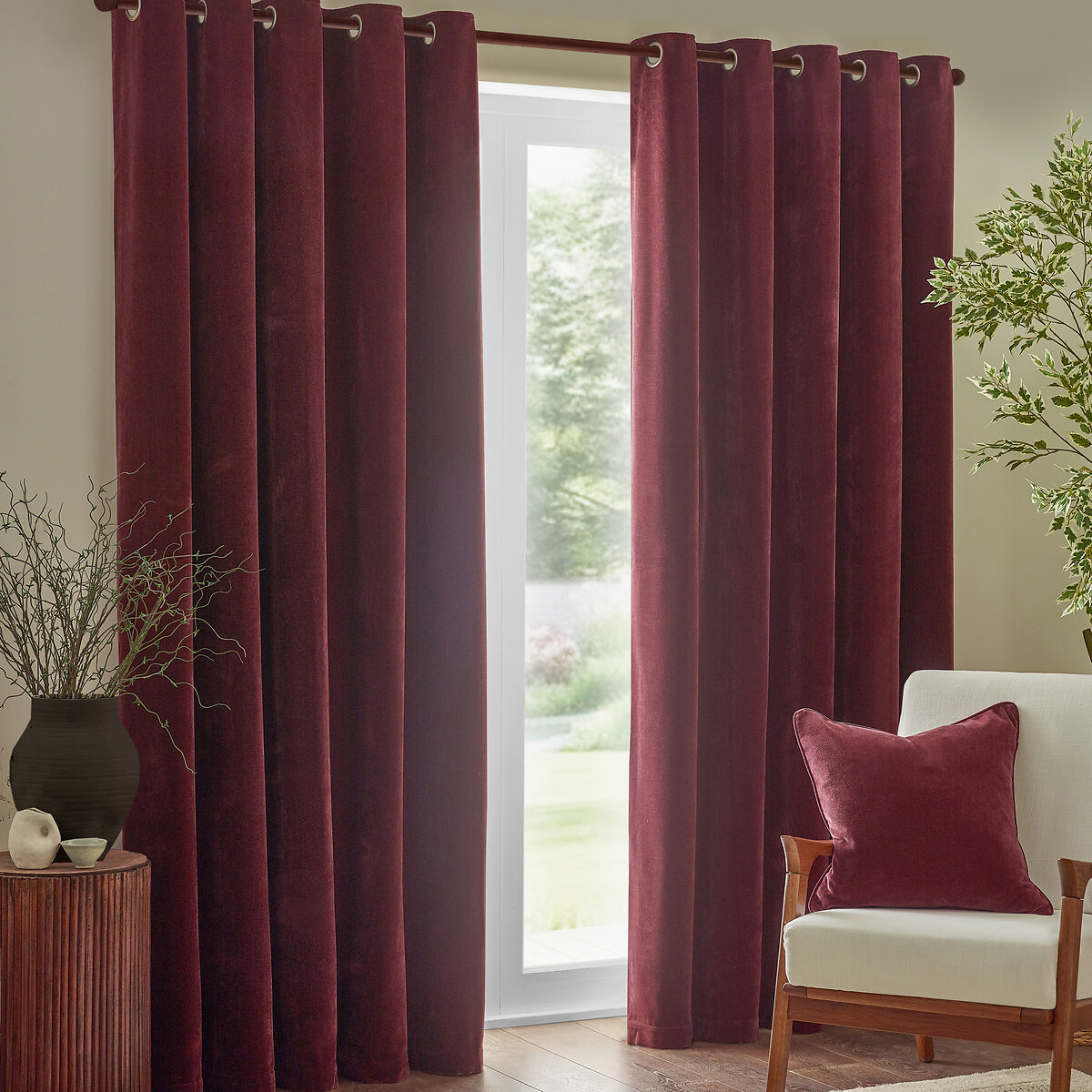 Heavy Chenille Piped Cushion beetroot, YARD