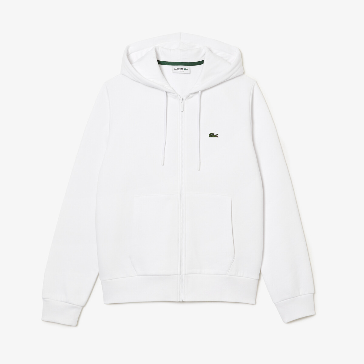 Sweatshirt à capuche zippé molleton blanc-001, LACOSTE
