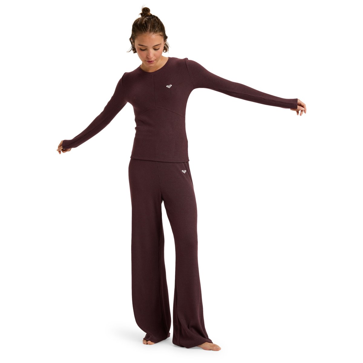 Top de sport à manches longues RISE & VIBE NEW RIB. rouge huckleberry, ROXY