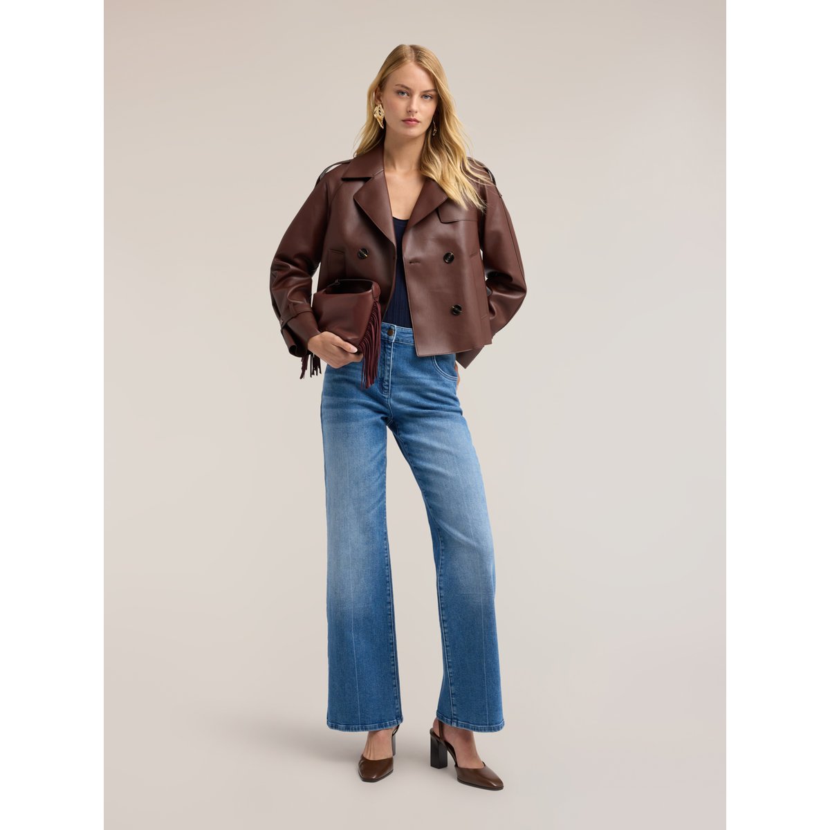 Jean large avec pli frontal bleu, MOTIVI