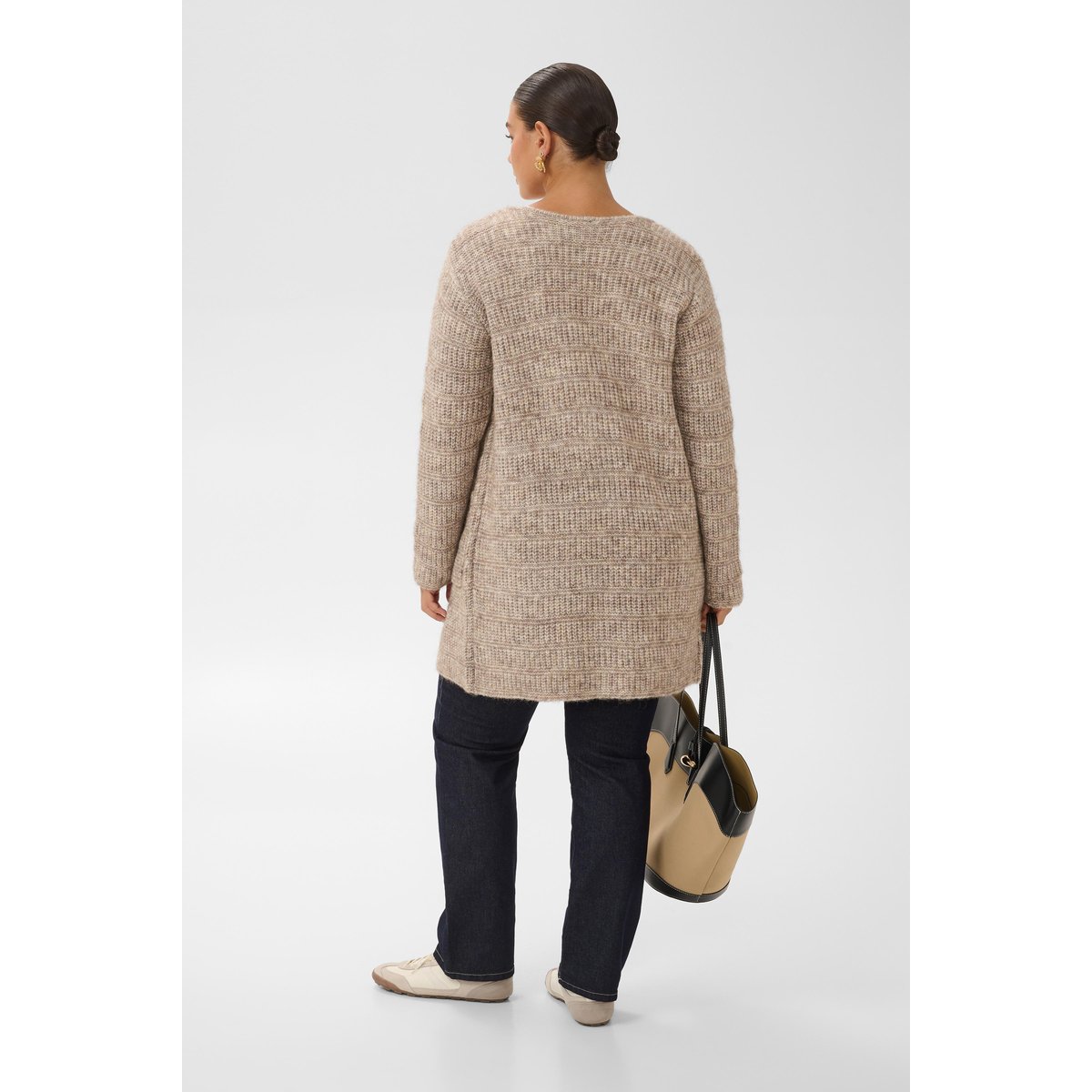 Cardigan à tricot beige desert taupe melange, KAFFE CURVE