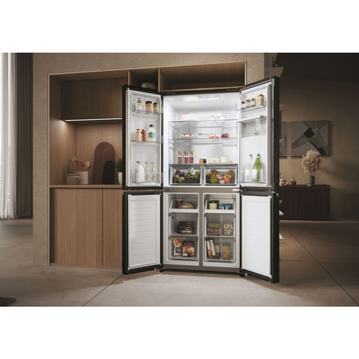 Réfrigérateur multi portes HCR3818EWPT couleur unique, HAIER