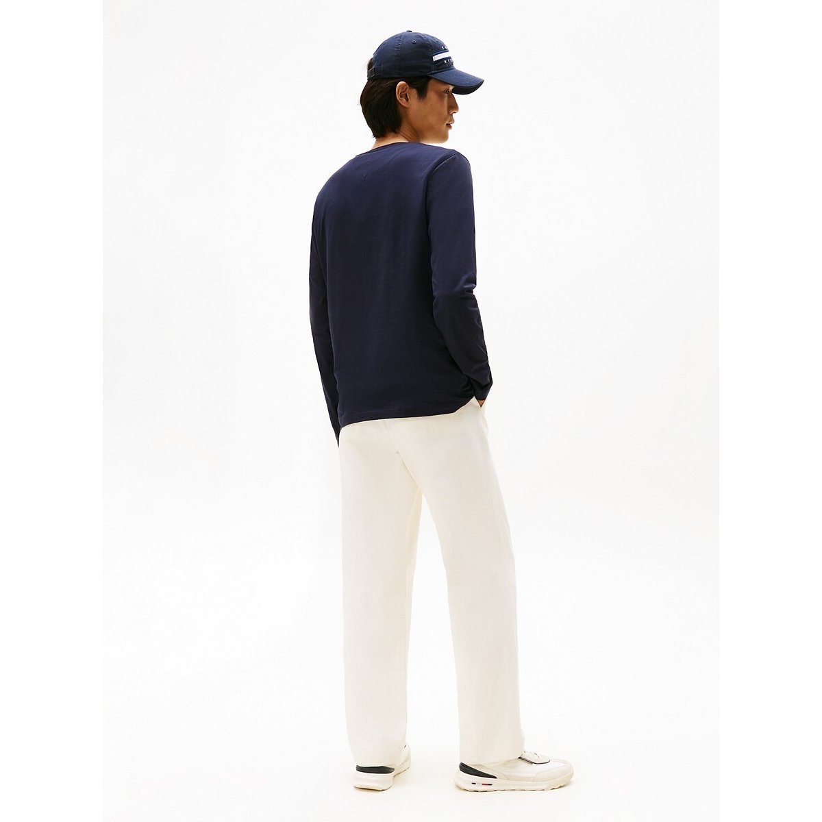 T-shirt met lange mouwen, slim fit stretch marineblauw, TOMMY HILFIGER