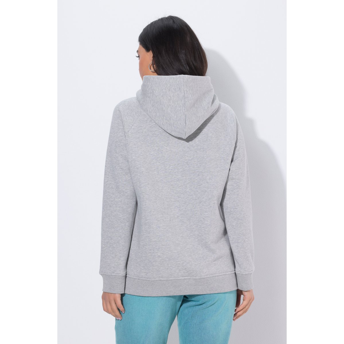 Sweat-shirt à capuche gris clair chiné, ULLA POPKEN