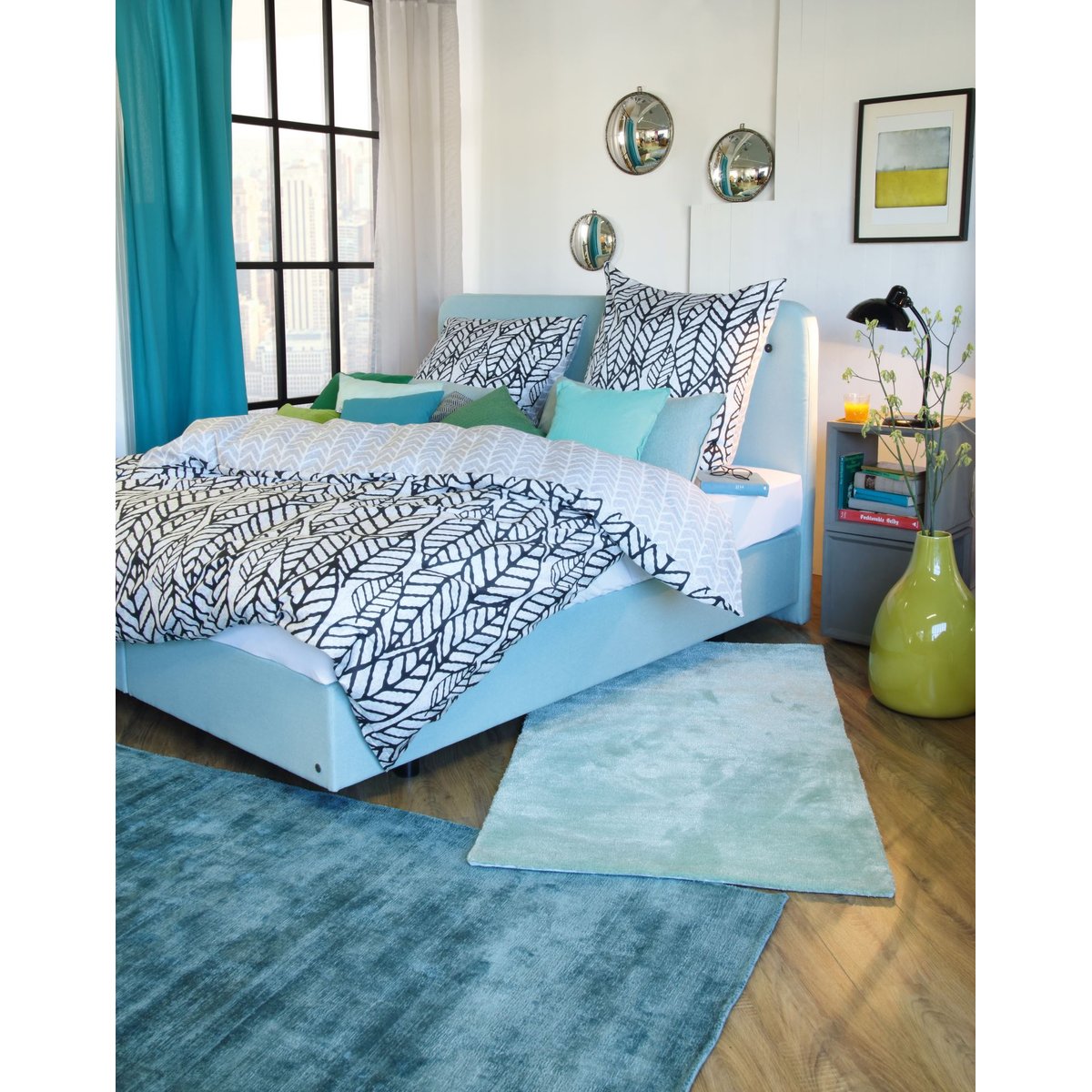 Tapis en viscose tissé main aspect vieilli - SHINE aqua, TOM TAILOR