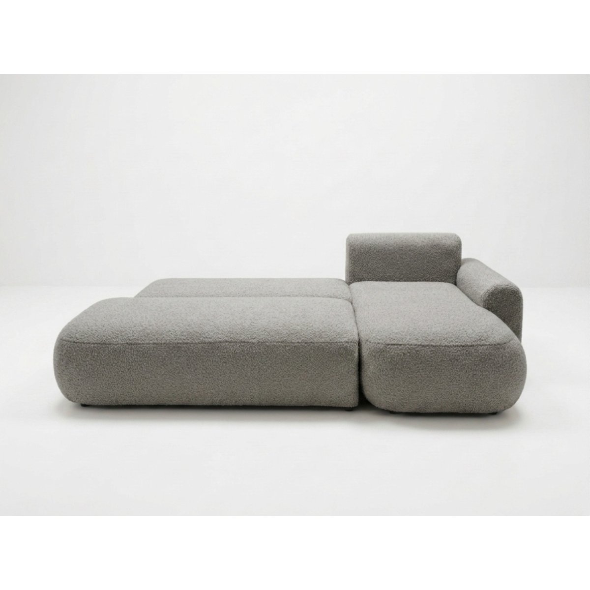 Canapé d'angle convertible 3 places en tissu bouclette, TANGO gris, BOBOCHIC