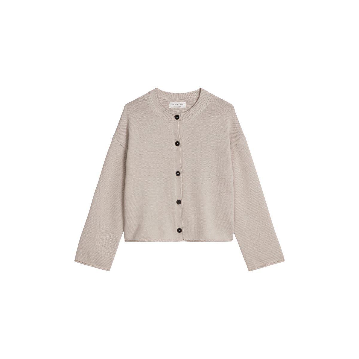Cardigan oversized à col en V DfC en fil de coton organique gris clair, MARC O'POLO