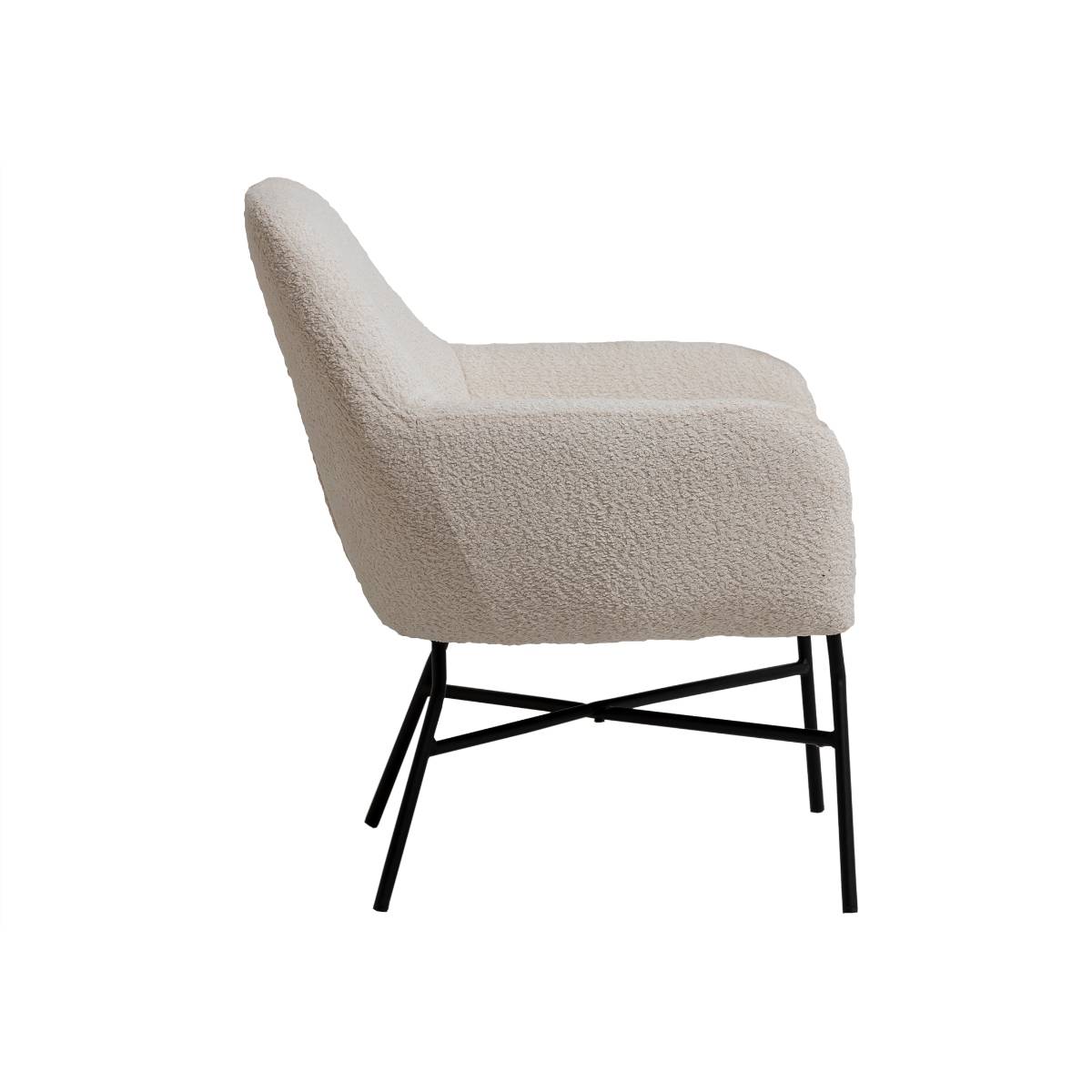 Fauteuil en tissu bouclette AMANDINE blanc, MADE IN MEUBLES