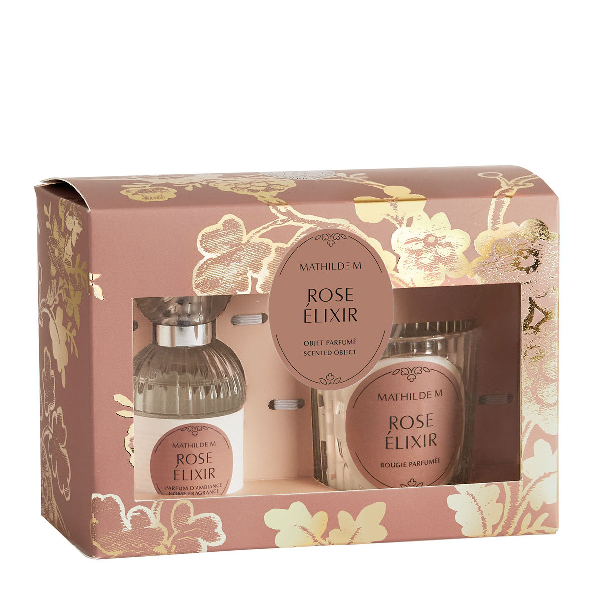 Coffret parfum et bougie Rose Élixir TRÉSOR DE FLEURS rose, MATHILDE M