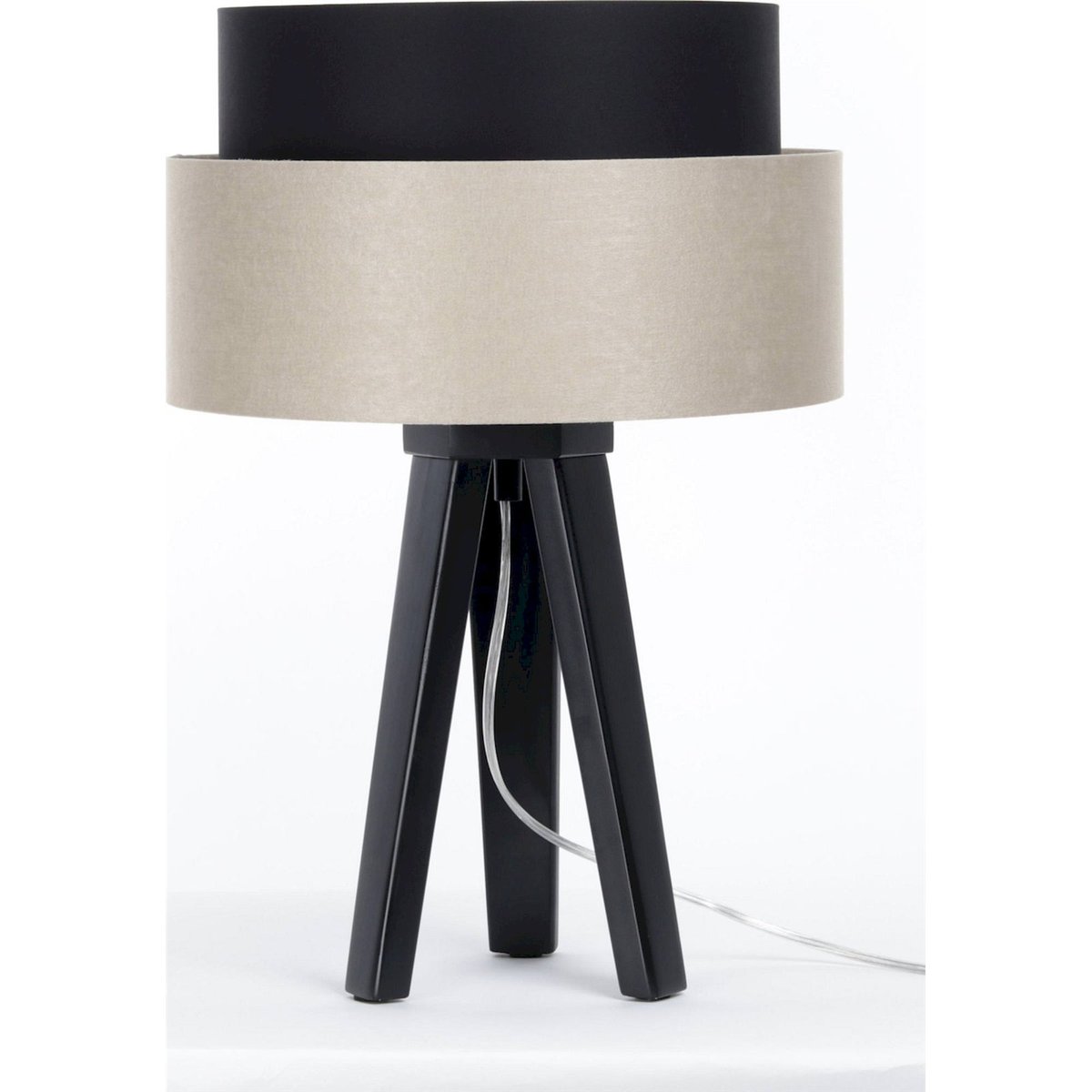 Lampe à poser ronde en métal, DUO ELÉGANT noir satin et beige champagne, BPS KONCEPT