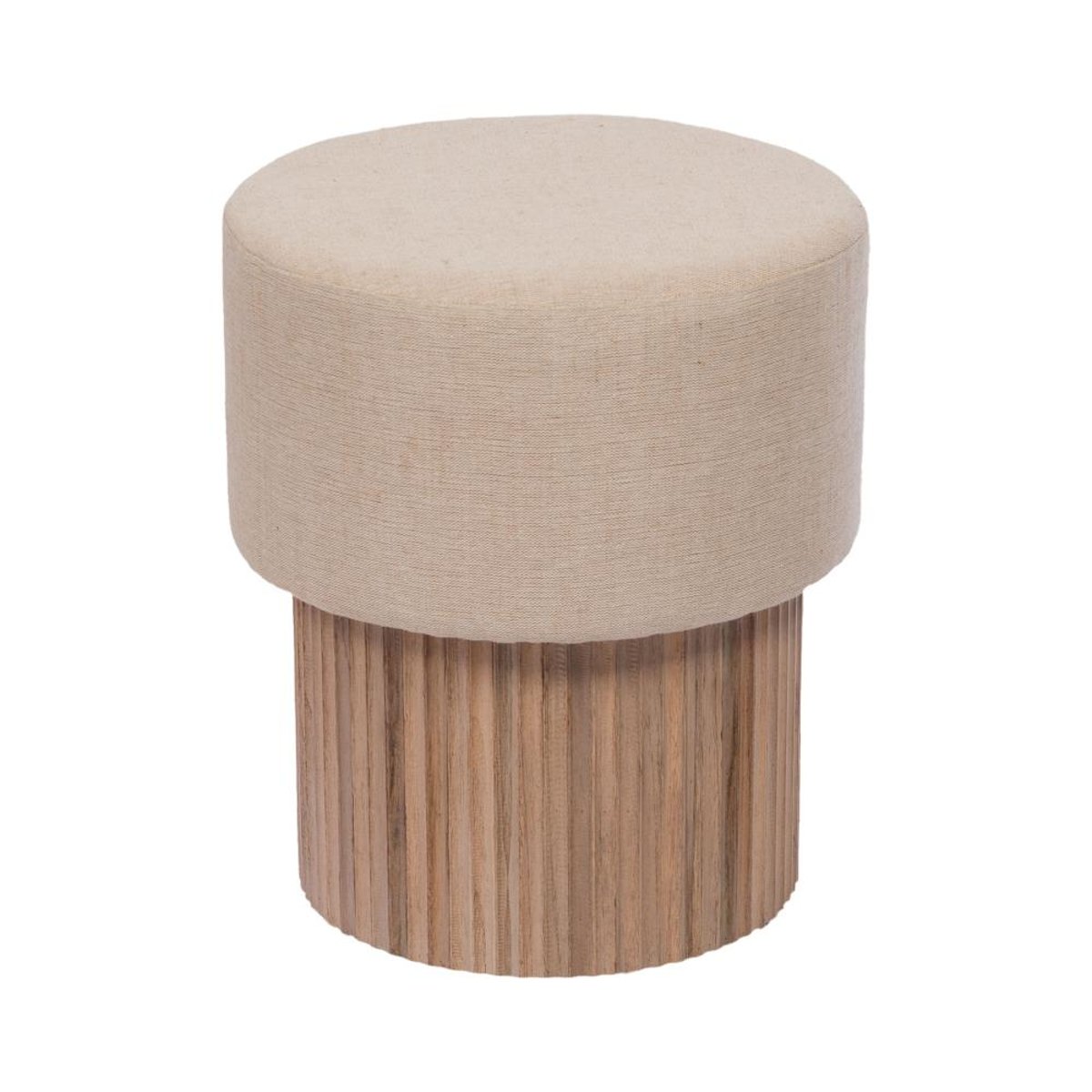 Tabouret en teck naturel et tissu camel H50 cm marron, AMADEUS