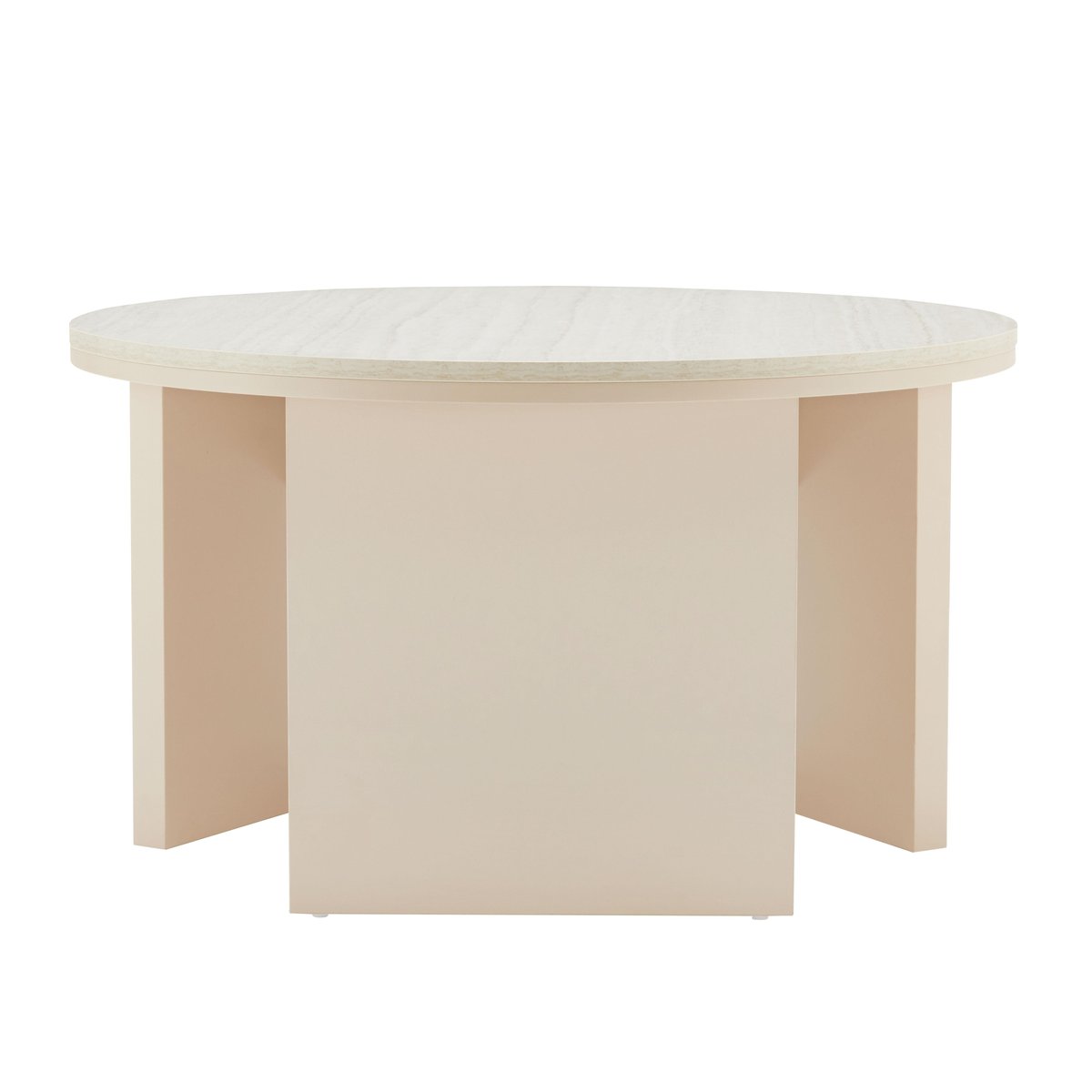 Table basse FSC ronde 80 cm, BONNY crème, OVIALA
