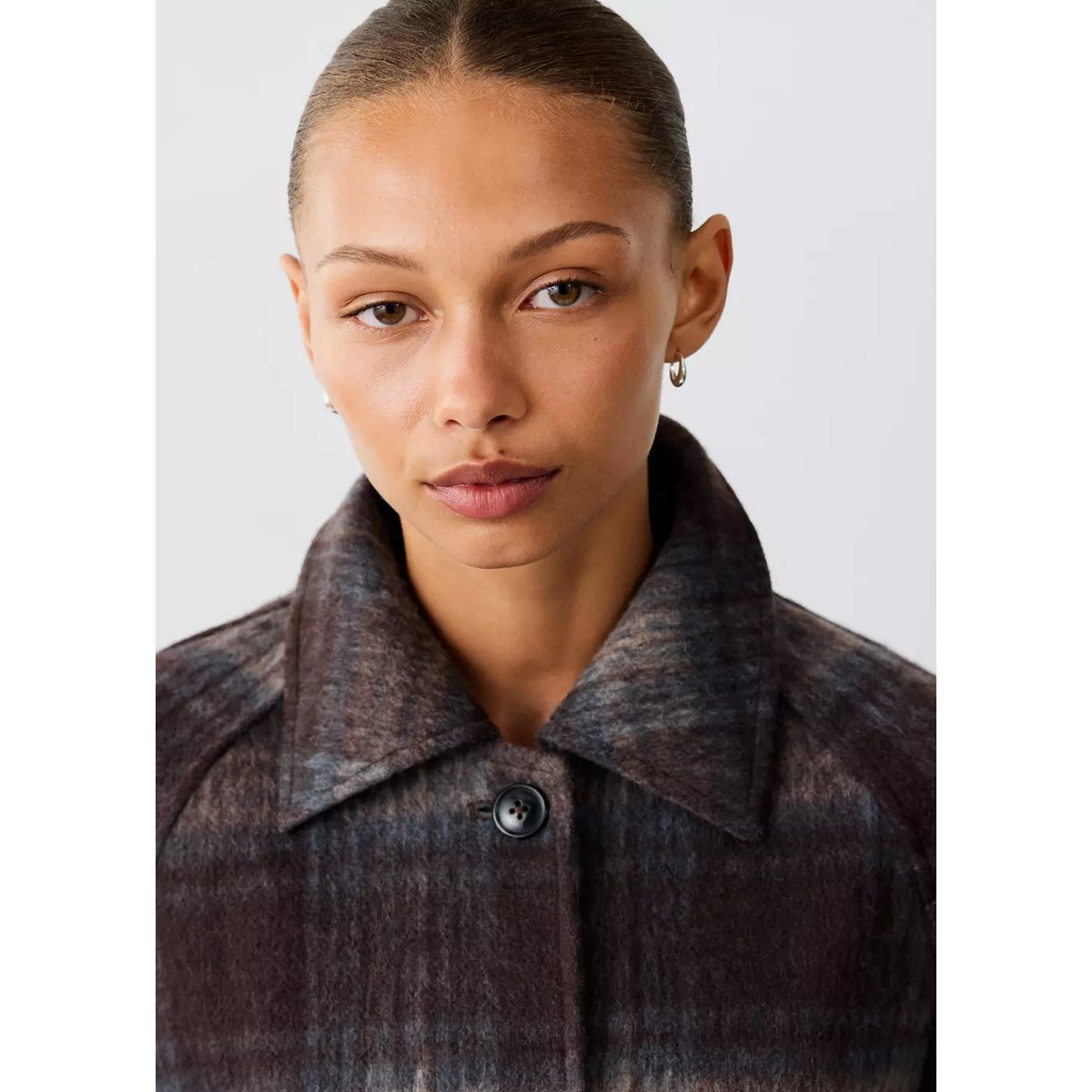 Manteau court imprimé à carreaux violet clair/pastel, MANGO TEEN