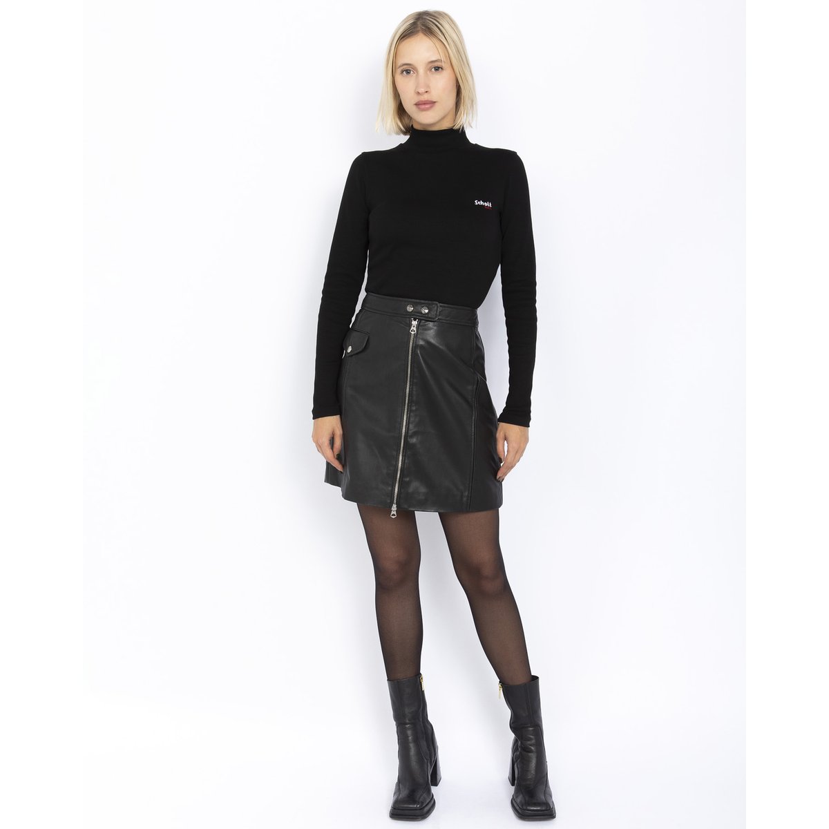 Jupe en cuir noir, SCHOTT