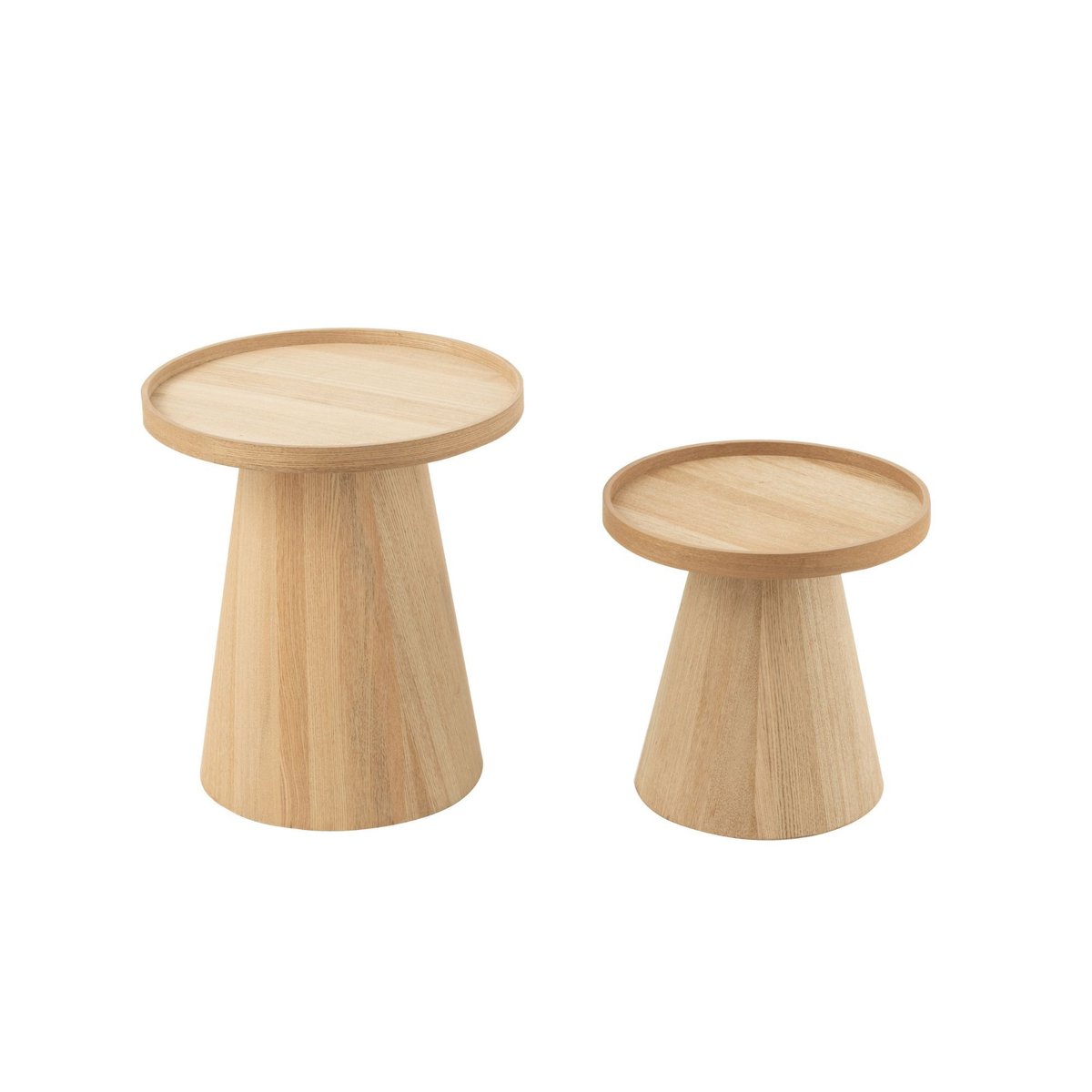 Tables basses rondes en bois naturel (set de 2) - AGATHE bois clair, HELLIN, DEPUIS 1862
