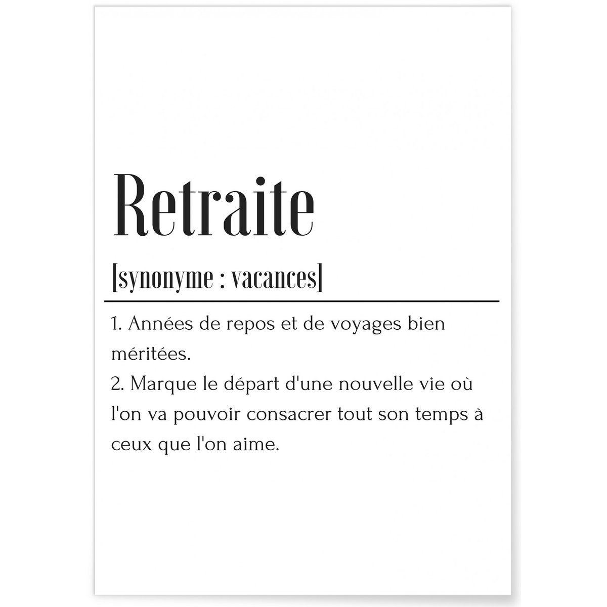 Affiche Définition Retraite blanc, L'AFFICHERIE