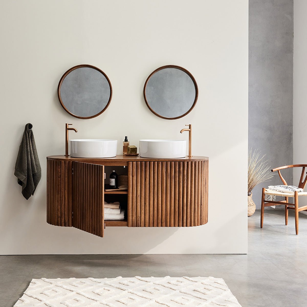 Meuble de salle de bain en mindi massif 140 cm TRINIDAD marron, BERAH GETAH
