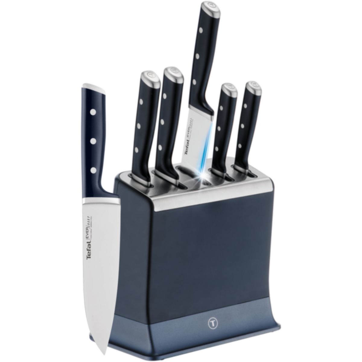 Set de couteaux EverSharp Pro 5 pcs aiguiseur integré couleur unique, TEFAL