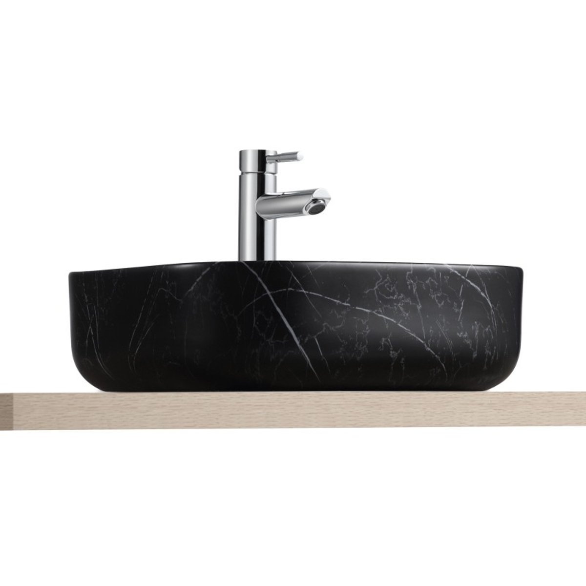 Vasque à poser carrée en céramique effet marbre noir 37cm DIANE noir, MOB IN