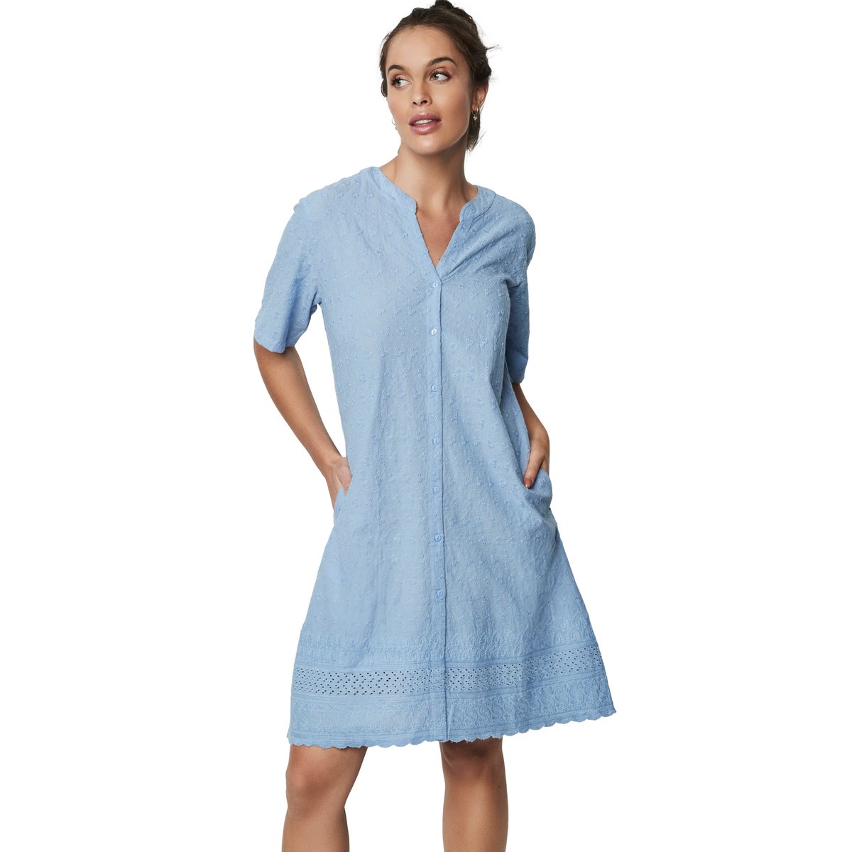 Chemise de nuit manches courtes HOMEWEAR P102 bleu, SELMARK