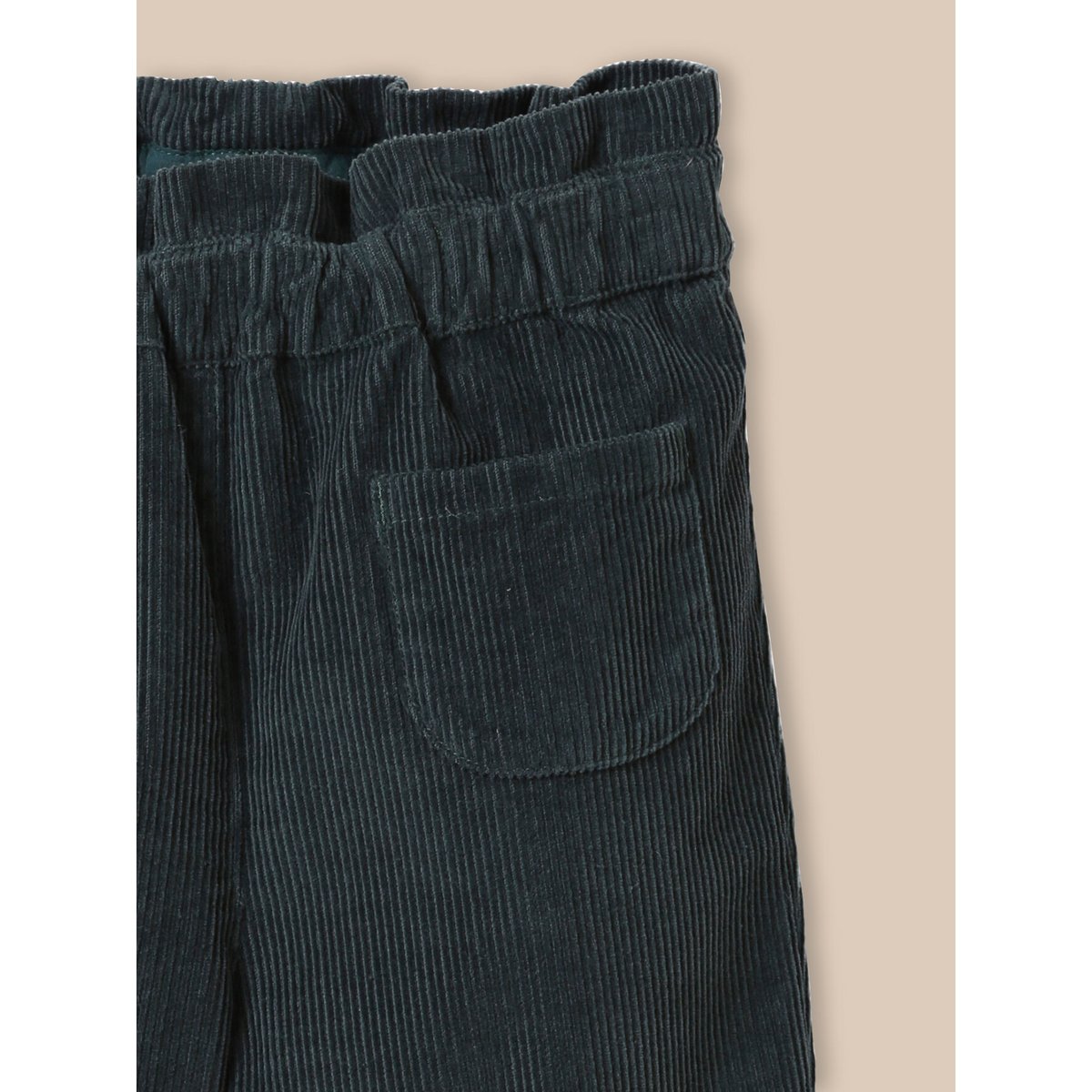 Pantalon paperbag  en velours eucalyptus, CYRILLUS