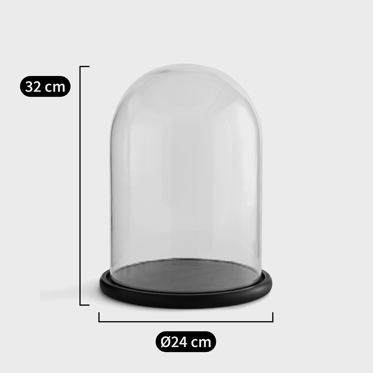 Cloche en verre avec socle noir H32 cm, Campa noir/transparent, LA REDOUTE INTERIEURS