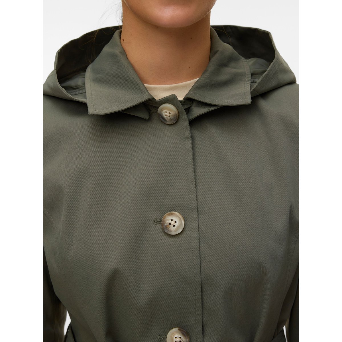 Manteau mi-long boutonné verte - kalamata 1, VERO MODA