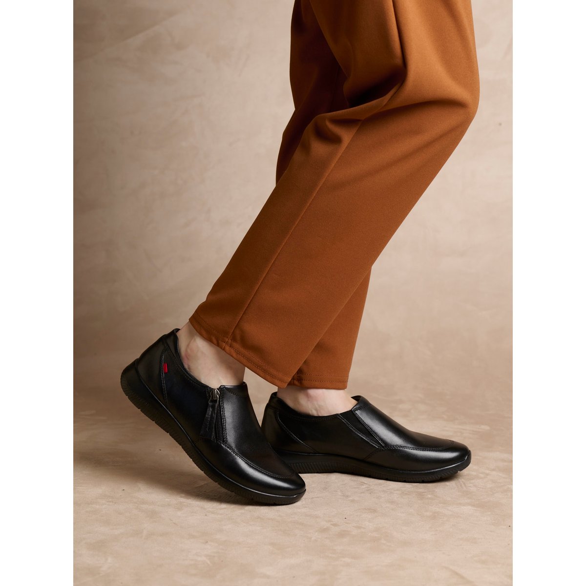 Derbies cuir zippés et élastiqués noir, PEDICONFORT