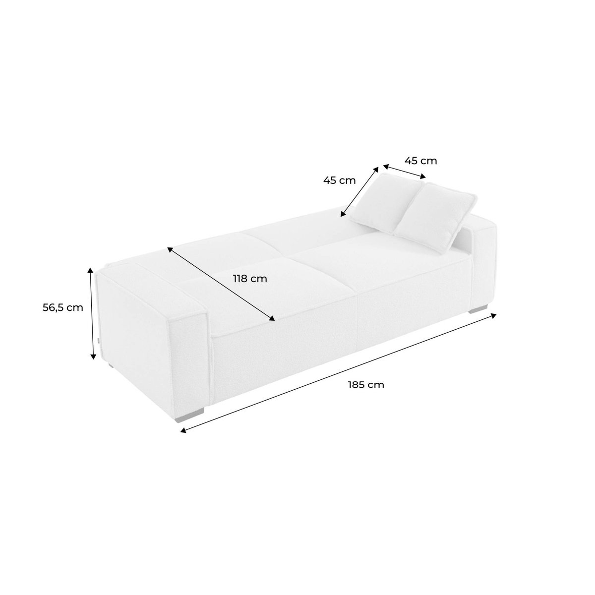 Canapé convertible 3 places bouclette FEEL crème, SWEEEK