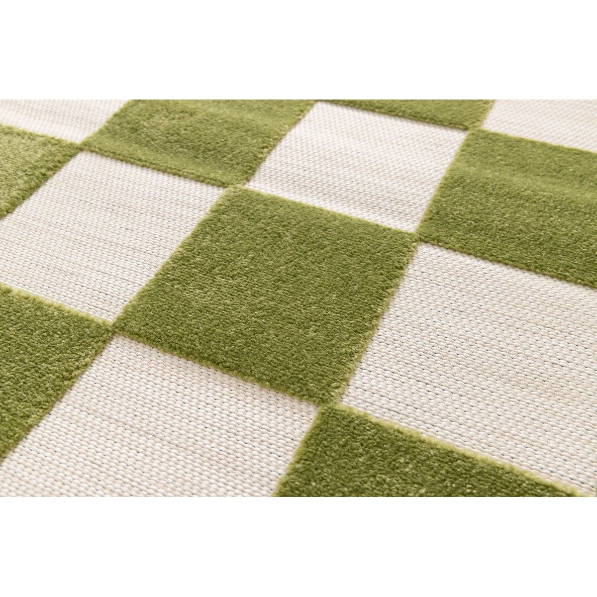 Tapis enfant avec effet sculpté PETITS CARREAUX vert naturel, AFK LIVING