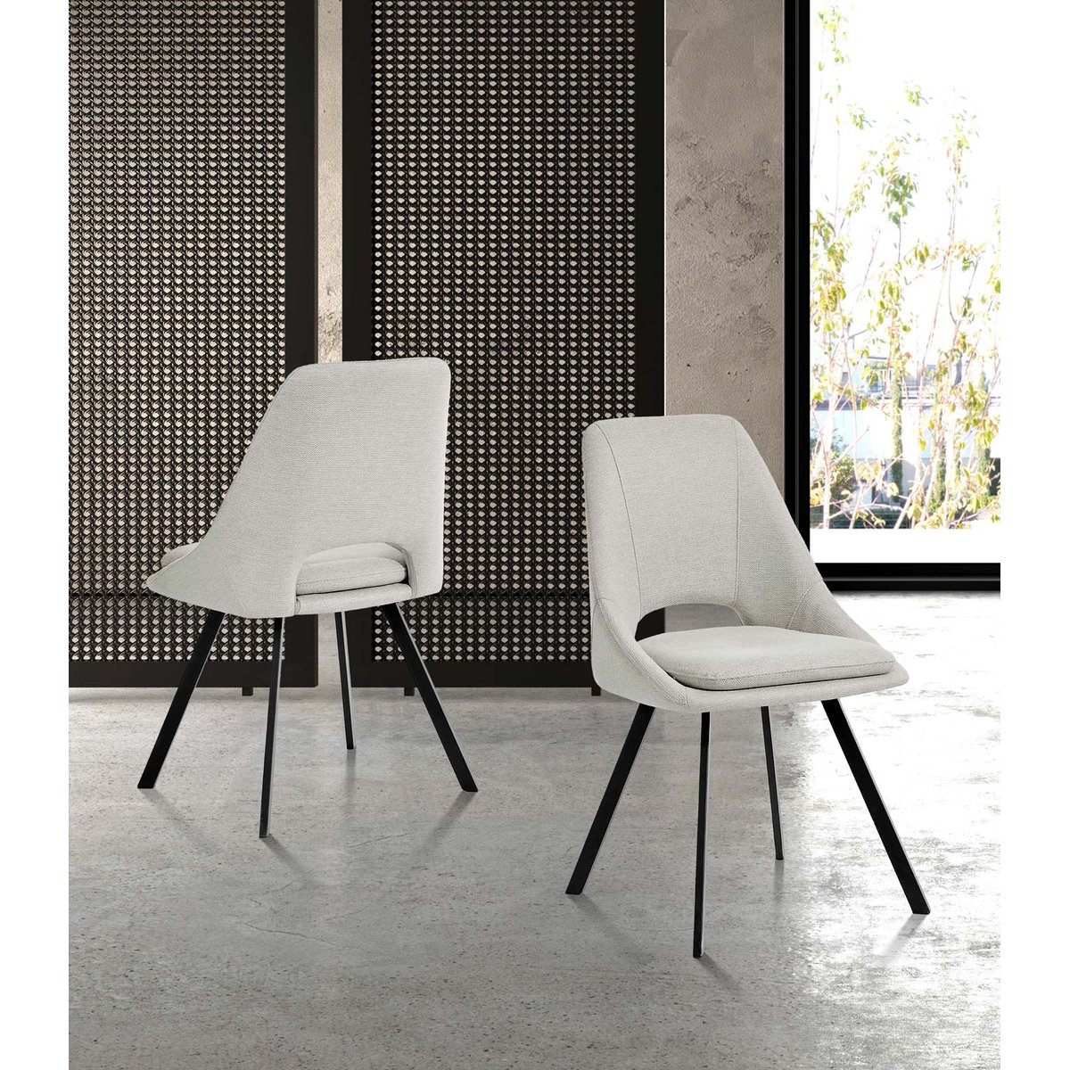 Lot de 2 chaises tissu et métal, TERRA beige, HISPANOHOGAR