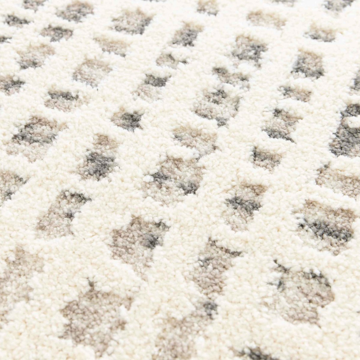 Tapis shaggy en polyester et polypropylène, ALBIA blanc, OVIALA