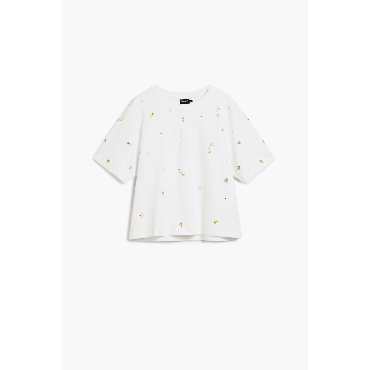 T-shirt uni applications beige, DESIGUAL