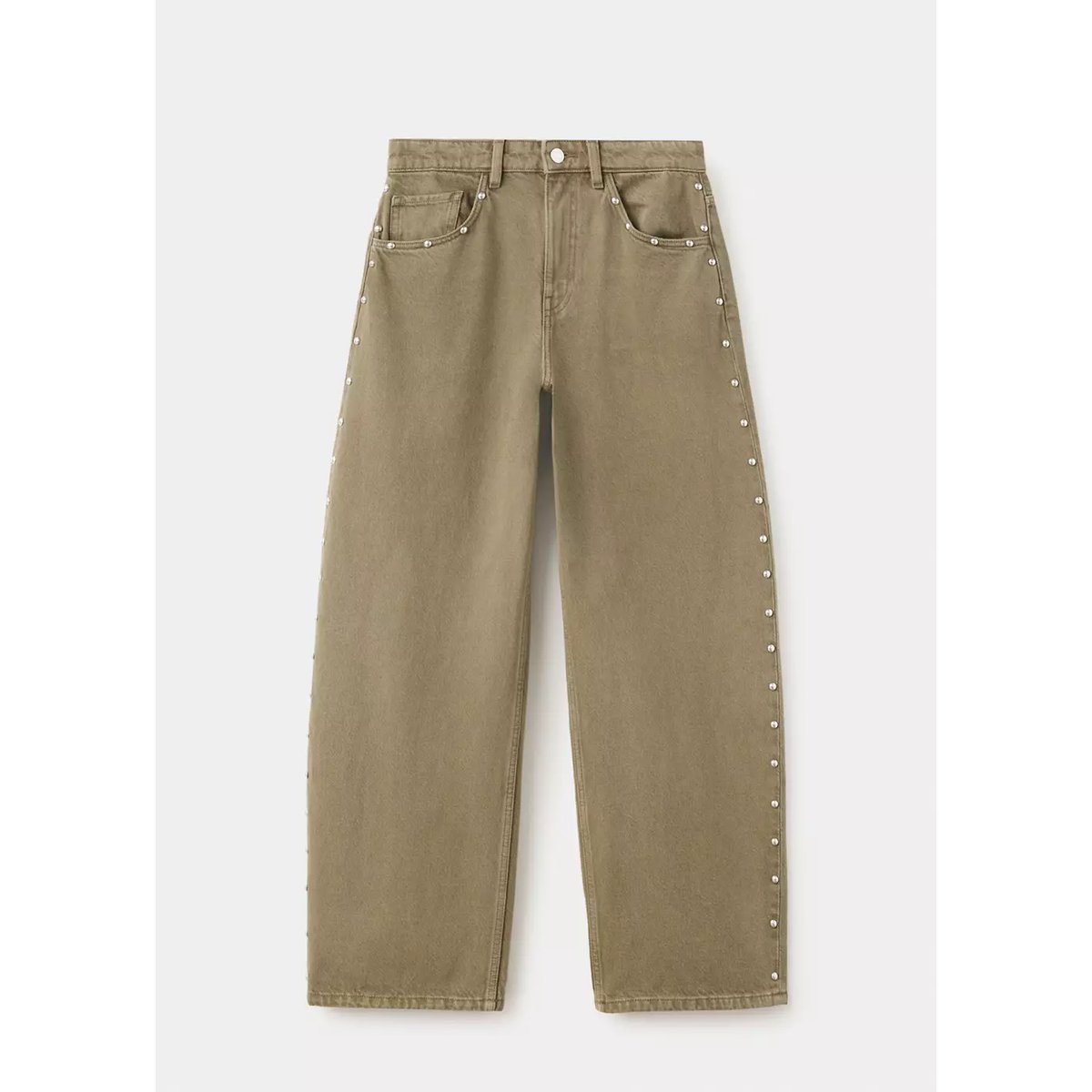 Jeans ballon à rivets kaki, MANGO