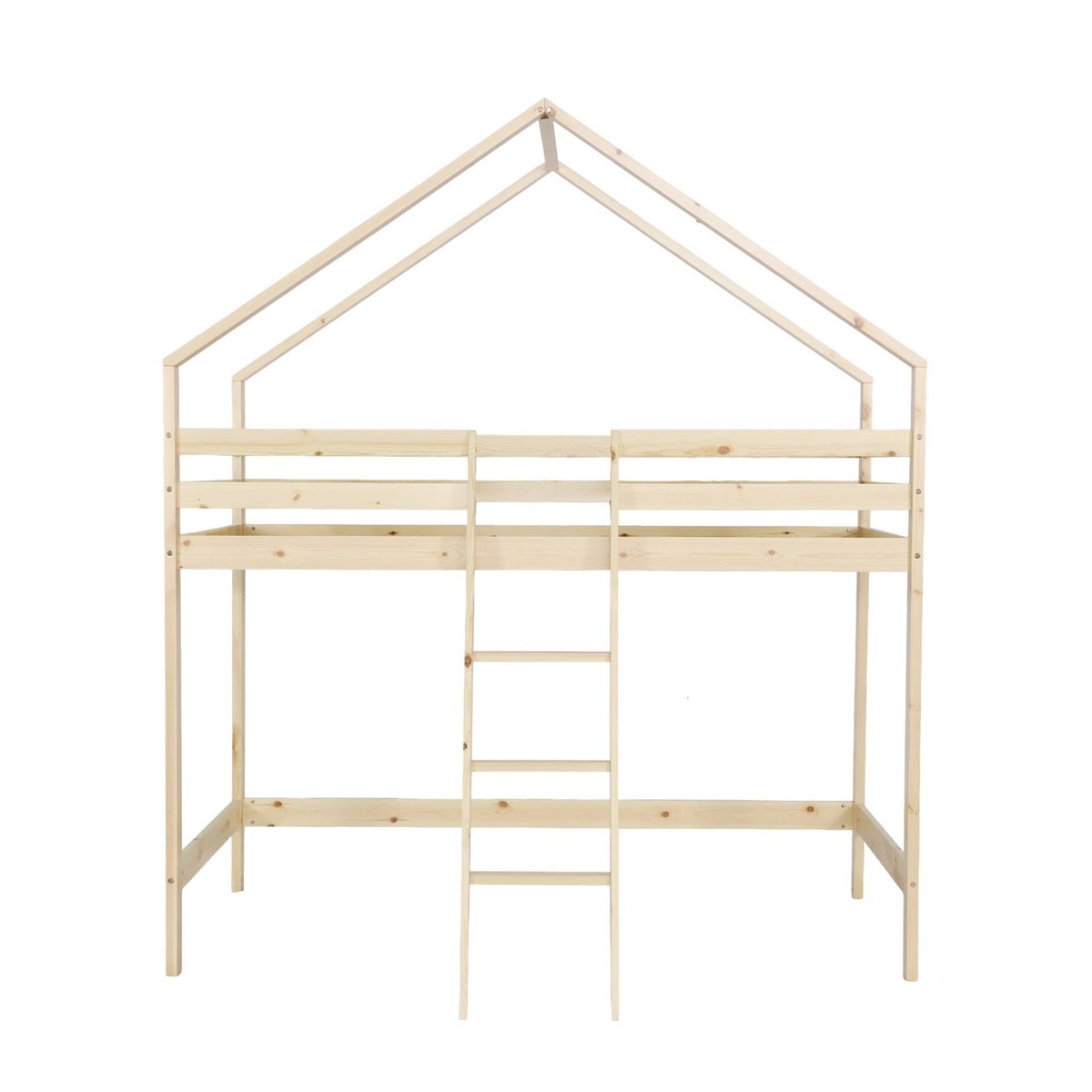 Lit enfant mezzanine cabane 90 x 190 cm pin naturel ROYA naturel, SWEEEK