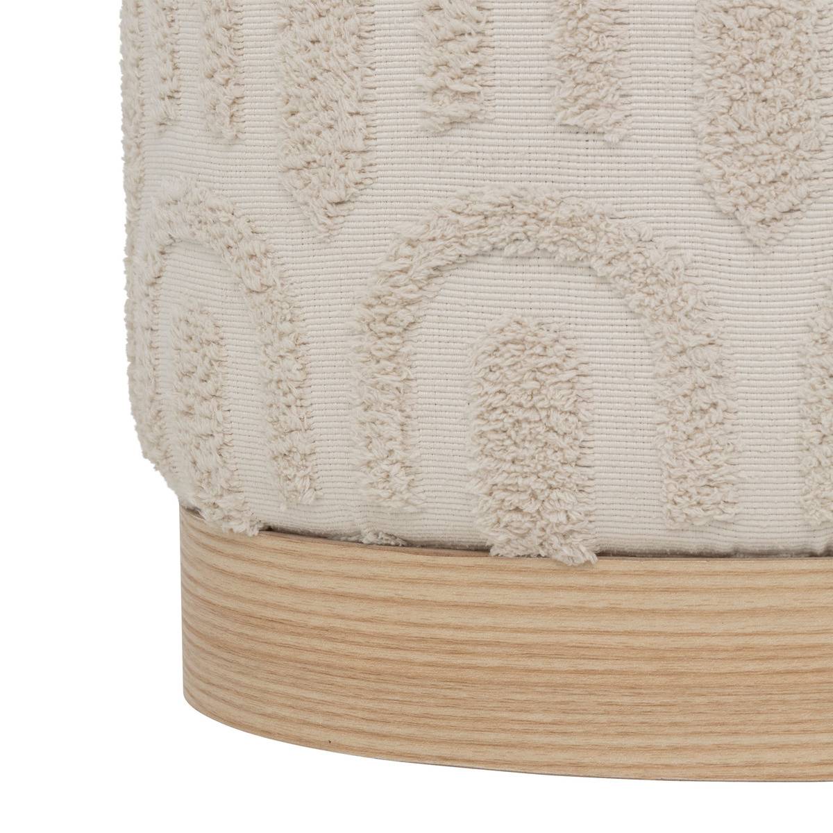 Pouf motifs graphiques tuftés en relief COPAS blanc, ATMOSPHERA