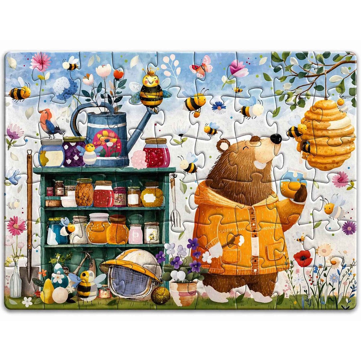 Puzzle magique à l'eau enfant 54 pièces coloriage réutilisable marron, SASSI