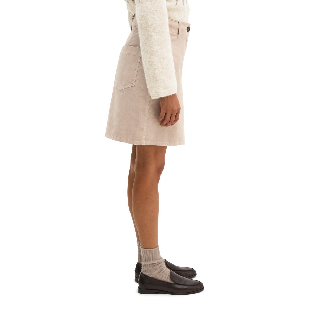 Mini-jupe en velours en coton bio extensible gris, MARC O'POLO