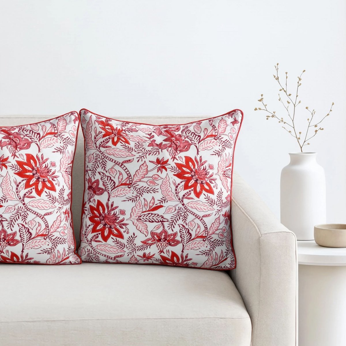 Housse de coussin Jaya rouge, blanc, ARCHIV