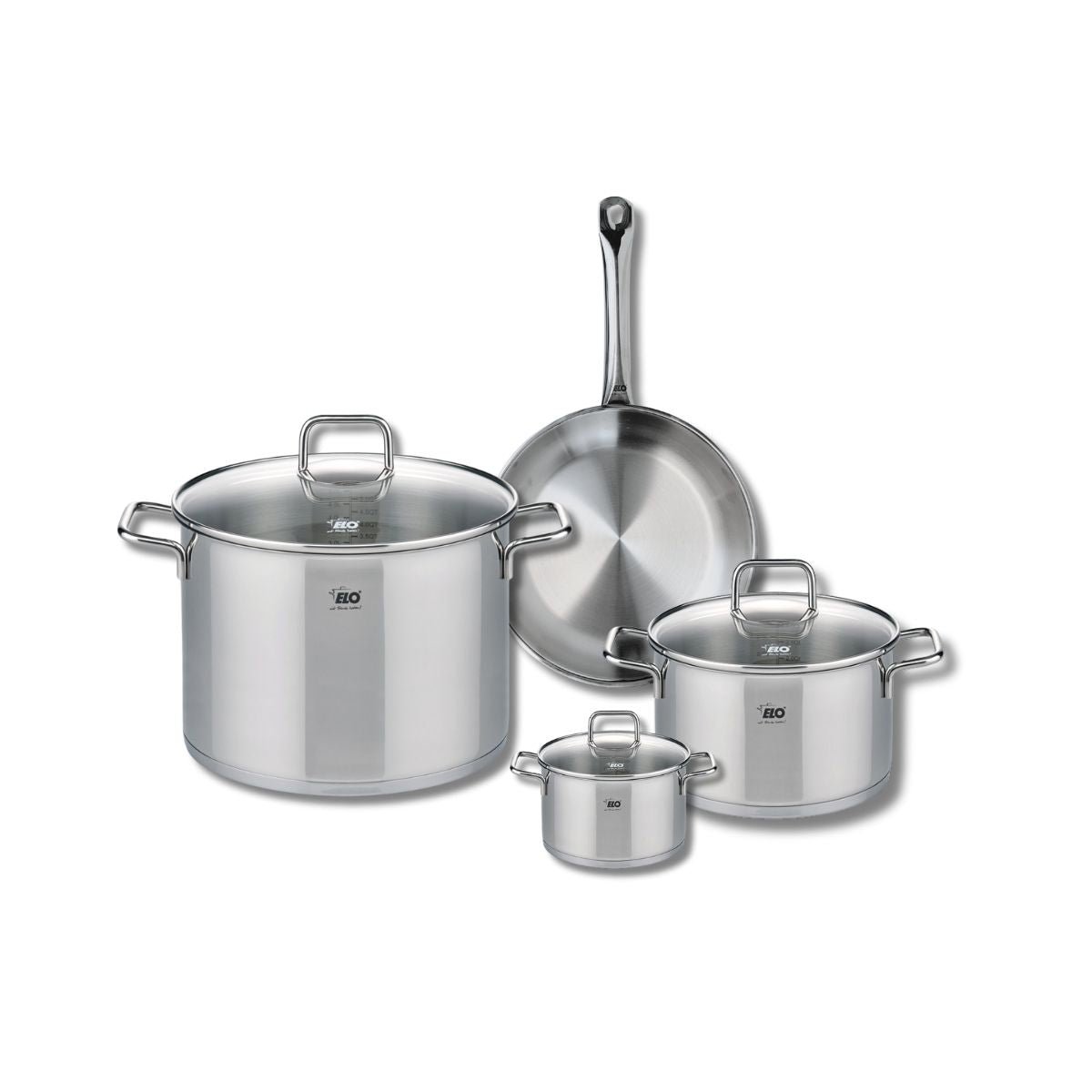 Batterie 1 poêle 24cm + 3 faitouts 12/20/26cm PROFI CITRIN gris, ELO