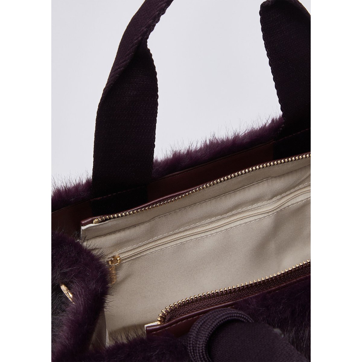 Petit sac fourre-tout en teddy aubergine, LIU JO