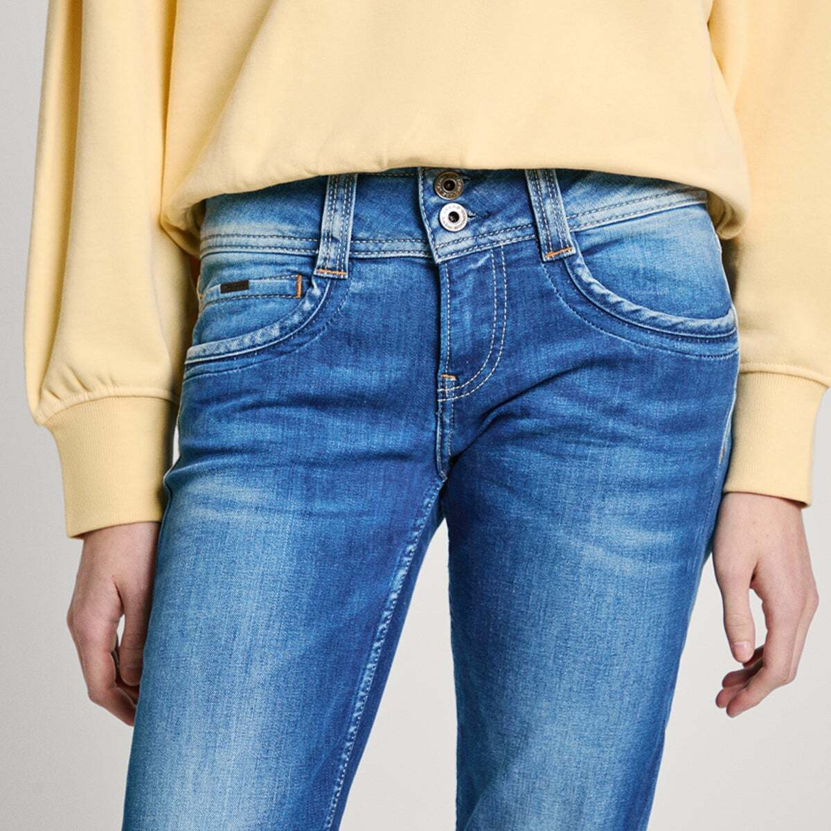 Jean slim taille standard, double boutonnage GEN 10oz str 8dip royal dk, PEPE JEANS